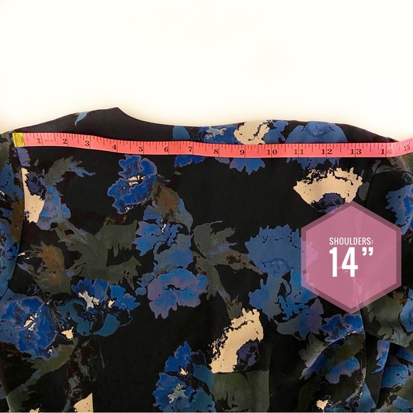 WILFRED Aritzia Floral Aubagne Cut Out Tie Front Dress Black w/ Cream Blue - Picture 10 of 14